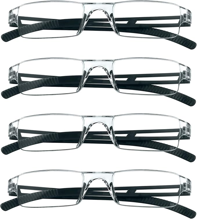 LifeArt 2/4 Pairs Reading Glasses, Blue Light Blocking Glasses, Computer Glasses for Men and Women, Rectangle Eyewear Frame