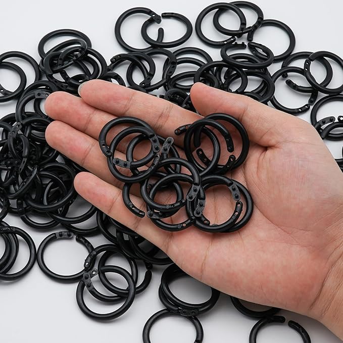 120 Pcs 3/4 Inch Plastic Binder Rings, Loose Leaf Binder Book Rings, Black Index Card Rings Binder Clip Rings for Flash Cards, Key Rings, Index Cards, Paper (20mm, Black)
