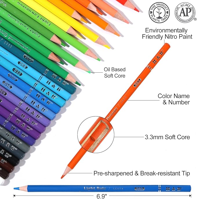 H & B 120-Color Colored Pencils Set with Coloring Book, Eraser, and Sharpener - Perfect for Drawing and Coloring - Soft Oil-Based Cores Ideal for Adults and Beginners
