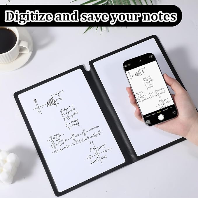 Thinp A5 Dry Erase Notebook, 9.5x6.6 Inch Whiteboard Notebook Reusable Folding White Board Double Sided Handheld Whiteboard for Business Office School Home (Dark Blue)