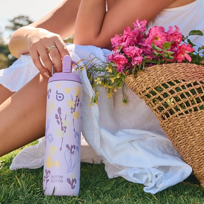 BOTTLE BOTTLE Insulated Water Bottle 24oz with Straw Lid and Handle Sports | for Travel Gym school,Stainless Steel Water Bottles,Double-Wall,Vacuum Metal,Leak Proof,BPA-Free