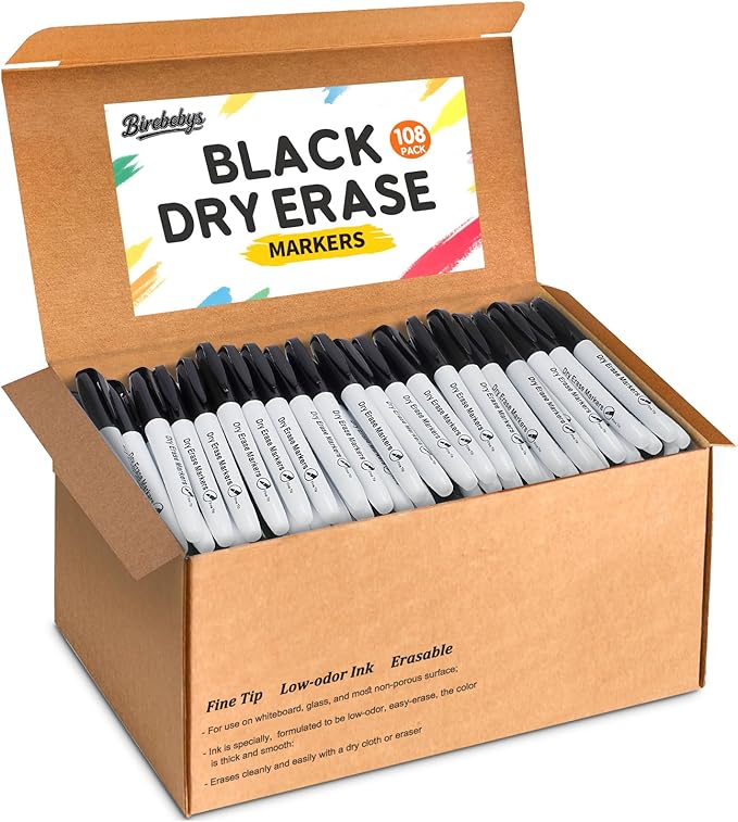 108 Count Dry Erase Markers Bulk, Fine Tip Whiteboard Markers for Kids Teachers, Dry Erase Pens Bulk Pack for Classroom Home, Back to School Supplies
