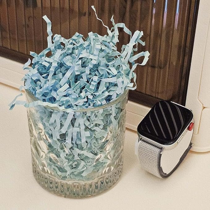 GoooodGift - 3 oz - Baby Blue - Crinkle Cut Paper Shred Filler for Gift Wrapping, Gift Box Stuffing Birthdays, Basket Filling Mother's Day Christmas