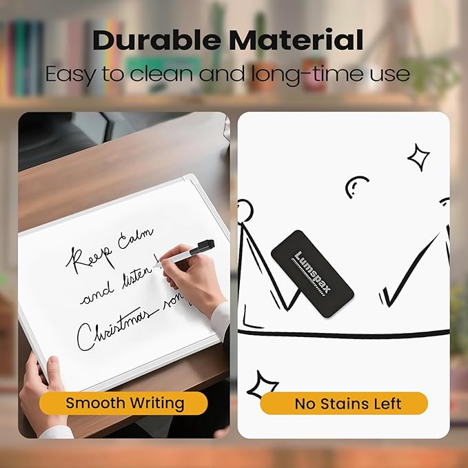 Small Dry Erase Board for Wall, 16" x 12" Double-Sided Hanging Whiteboard, Magnetic White Board with 4 Markers, 4 Magnets and 3 Mini Sticky Notes, Portable Whiteboard for Kids, School, Home, Office