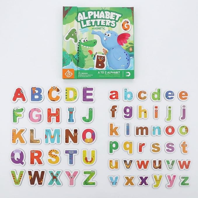 Magnetic Alphabet Book for Toddlers 3+, 52 Animal-Shaped ABC Magnets with Erasable Writing Practice, Portable Refrigerator Letters for Kids, Educational Travel Toy for Spelling & Reading