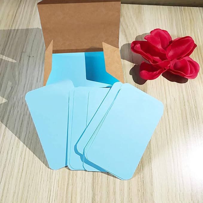 VANRA 300PCS Small Blank Index Cards 3.5x2 inches Note Cards Study Flash Cards, Word Message Gift DIY Cards Kraft Paper Tags (Blue, 300/Pack)