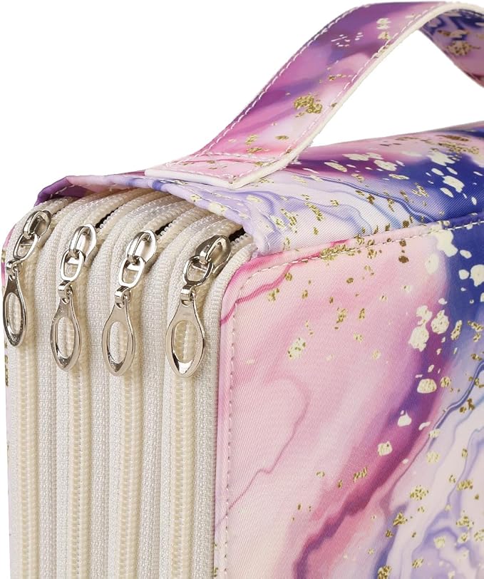 Portable Colored 200 Slots Pencil case Organizer with Printing Pattern for Watercolor Pens, Pencil Case Organizer for Artist
