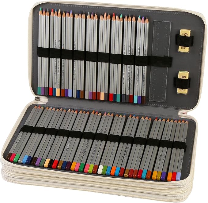 Portable Colored 300 Slots Pencil case Organizer with Printing Pattern for Watercolor Pens or Markers, Pencil Case Organizer for Artist