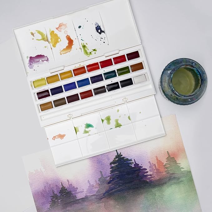 Winsor & Newton Cotman Watercolor Paint Set, Studio Set, 24 Whole Pans