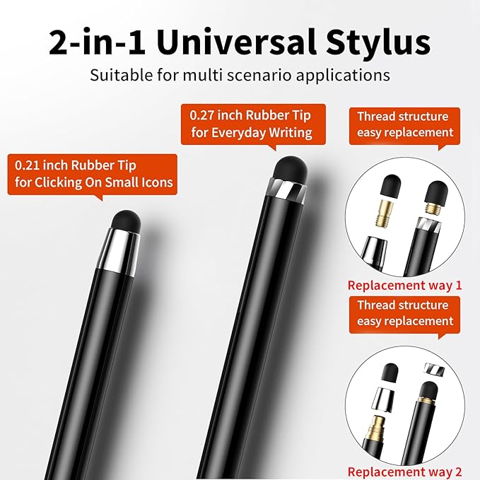 10 Pack Stylus,Stylus Pen for Touchscreen.Universal Capacitive Stylus.2-in-1 Dual Rubber Tip,High Precision & Sensitivity.Stylus Pen for ipad/Tablet/iPhone/Nintendo Switch/Android Phone.(20 Tips)