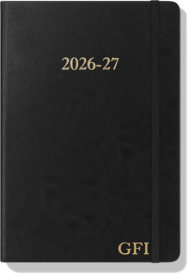 Wykeham's Executive 2026-27 Daily Journal Planner – Customization Available – Mid-Year Academic Diary – July 2026 to June 2027 (Personalized Black, 8.5"×5.5")