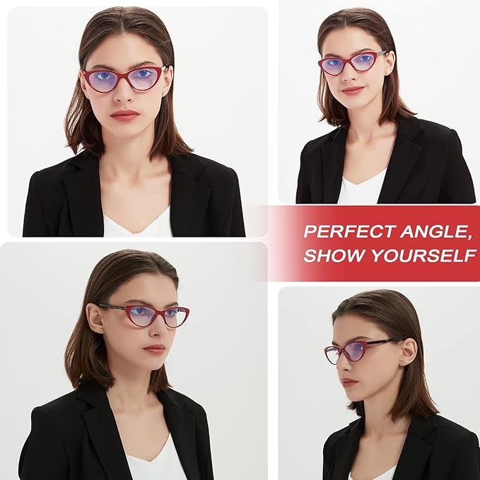 EYEURL 4-Pack Cat Eye Reading Glasses for Women Blue Light Blocking Fashion Computer Glasses Anti-Glare Cat Eye Readers For Women,1.5