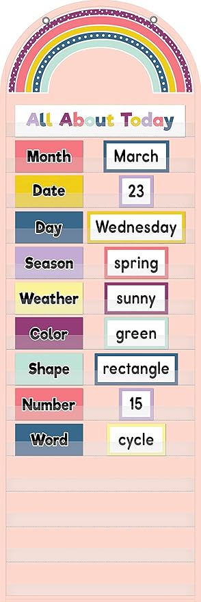 Teacher Created Resources Oh Happy Day Rainbow 14 Pocket Chart (13" x 39")