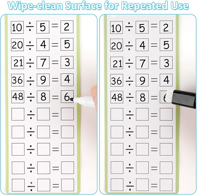 PEASUG Multiplication and Division Flash Cards 30 Pcs, 0-12 Math Flash Cards with 4 Dry Erase Pens 2 Rings, Educational Time Table Flash Cards for 1st-3rd Graders Multiplication Game