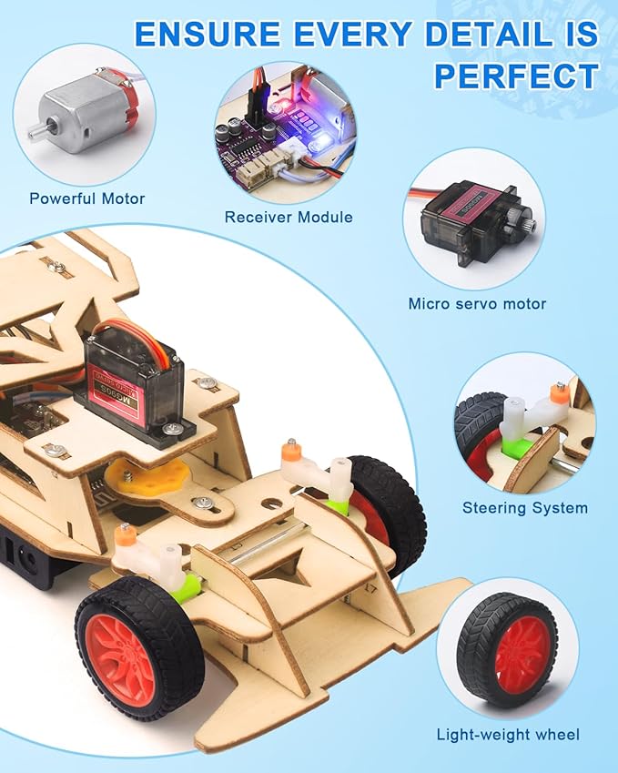 Poraxy 7 Sets Model Car Kits for Boys 8-12, STEM Kits for Kids Age 8-12, Science Toys for Kids Age 5-7, Birthday Gifts 7 8 9 10 11 12 13 Yr Old Boys Girls Wood Building Crafts Kits 6-8