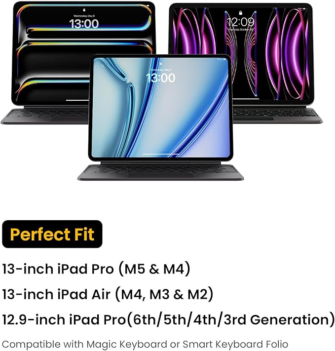 tomtoc 360 Protective Tablet Sleeve for 13-inch iPad Air 2026 (M4/M3/M2), iPad Pro 13-inch (M5/M4), 12.9-inch iPad Pro (6th/5th/4th/3rd Generation) with Magic Keyboard, Water-Resistant iPad Case Bag