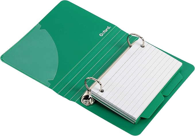 Oxford Index Card Binder with Dividers, 3" x 5", Color Will Vary, 50 Cards,1 Binder (73570),Assorted (Blue, Green, Red) (Pack of 6)