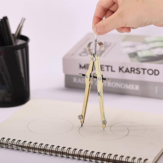 Mr. Pen- Professional Compass for Geometry, Extra Lead, Metal Compass Drawing Tool for Students, Drafting and Engineering, Technical Drawings, Circles and Geometry Projects