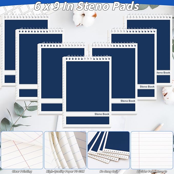 16 Pack Steno Pads 6 x 9 in Top Spiral Notebook Bulk Pack 960 Total Sheets Gregg Rule Steno Note Pads for School Office Home Students Teachers Organized Daily Notes Planners