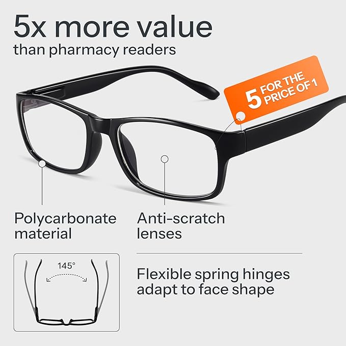 Gaoye 3.0 Professional Reading Glasses for Men for All Day - Computer Readers with Blue Light Protection - Value Pack