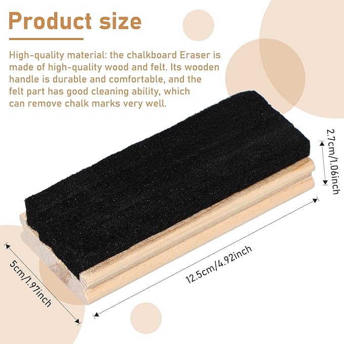Marspark Felt Style Erasers, Cleaner Dusters Felt Chalkboard Eraser for Kids Wood Chalk Eraser for Chalkboard Cleaners Dusters for Markers White Black Boards Paint School Students Teachers(12 Pieces)