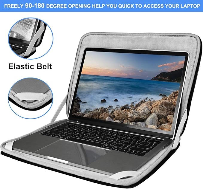 Hsmienk Laptop Sleeve Case 17 Inch, Durable Shockproof Protective Computer Cover Flip Case Briefcase Carrying Bag Compatible with 17-17.3 Inch Laptop, Computer, Notebook, Black