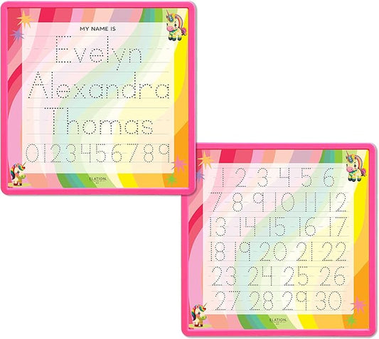 Kid's Name Tracing Board | Dry Erase Letter Tracing | Reusable Writing Practice Board | Personalized | Baby Unicorn Theme