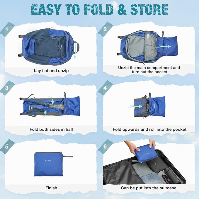 G4Free 18L Lightweight Packable Hiking Backpack for Men Women | Small Foldable Daypack for Travel Camping Trip