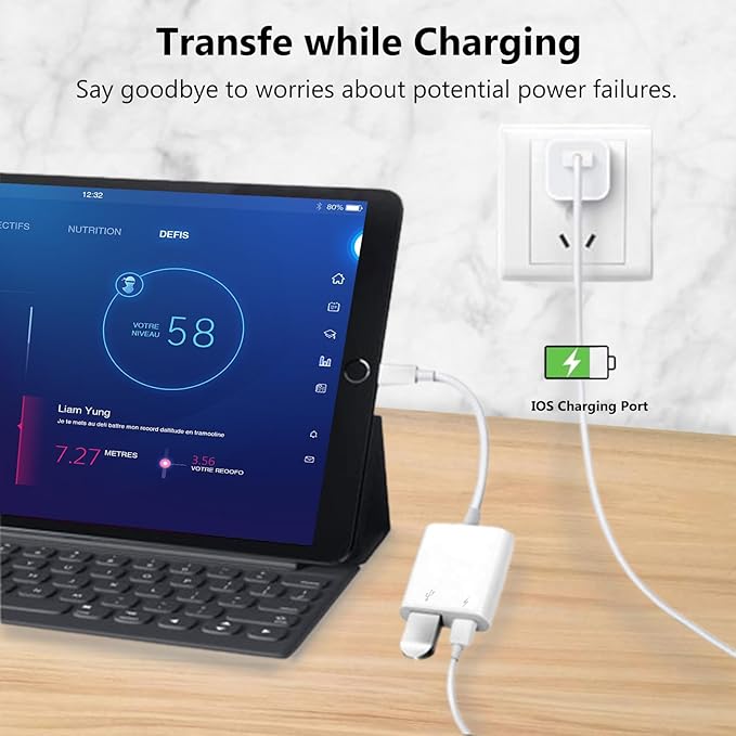 Lightning to USB Camera Adapter with Charging Port for iPhone Portable USB 3.0 Female OTG Cable for iPad to Connect Card Reader USB Flash Drive U Disk Microphone Keyboard Mouse Hubs Midi
