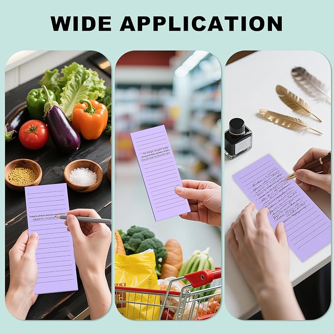 Magnetic Notepads Note Pads for Fridge with Full Magnet Back, 180 Sheets Purple Lined Refrigerator Notepad, 30 Sheets Per Pad for Grocery List, Shopping List, Office, Home, To-Do Lists & Memos