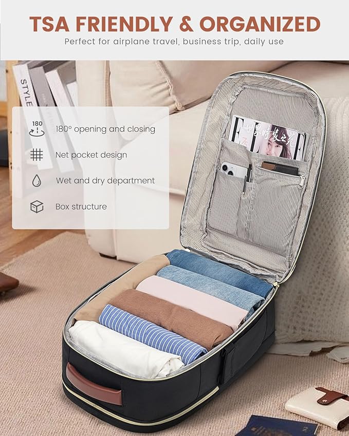 LOVEVOOK Travel Backpack For Women Flight Approved, 40L Carry on Backpack for Airplanes, Personal Item Travel Bag for Airplanes Fits 17 Inch Laptop, Business Weekender Overnight Daypack with 2 Cubes