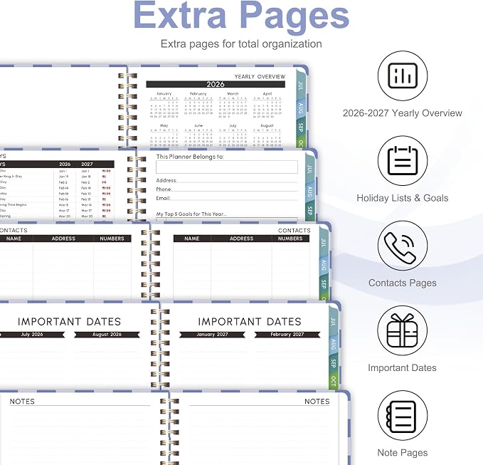 Planner 2026-2027, Weekly and Monthly Academic Year Calendar Planner, July 2026 - June 2027, Daily Agenda Book for Office School Supplies, Letter Size(8.5'' x 11'')