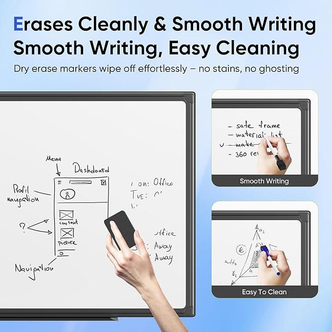 VUSIGN 36" x 24" Magnetic Whiteboard for Wall, Dry Erase Board with Black Frame, Hanging White Board for Office, Home, Classroom, Conference Room – Accessories Included