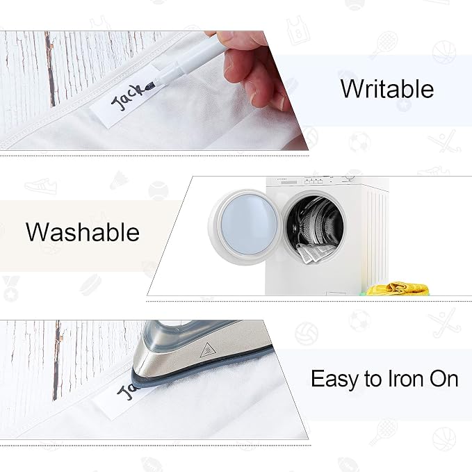 Tatuo 200 Pieces Iron on Name Labels for Clothing with Fabric Marker (Pack of 2)