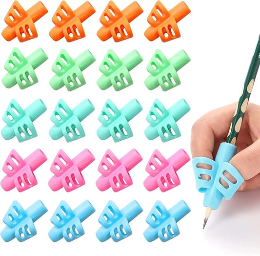KIGEAPUEL 20 Pcs Pencil Grips for Kids Handwriting Ergonomic Training Pencil Holder Writing Tool for Toddlers, Preschoolers, Children Special Needs Colorful School Supplies(2 Fingers)