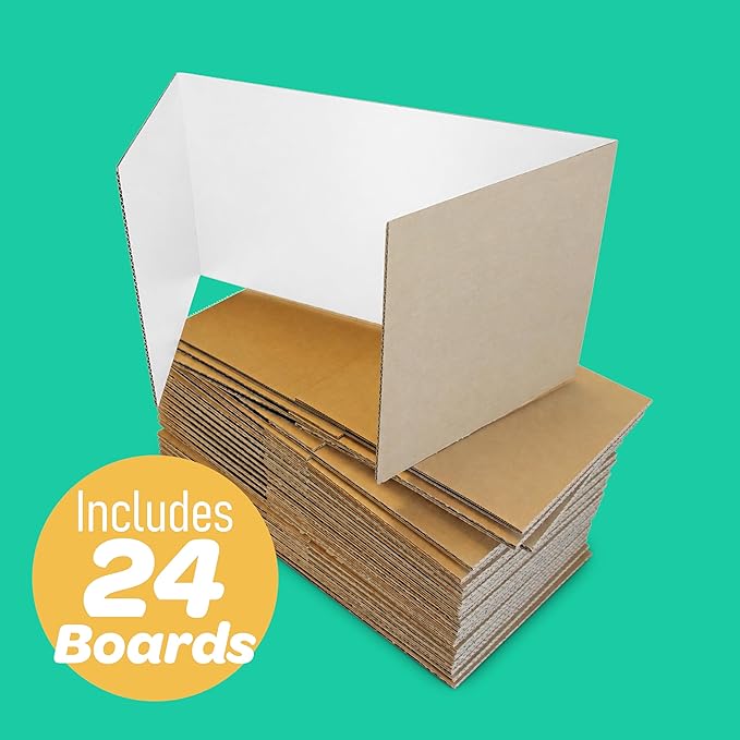 Flipside Products 18" x 48" White Project Boards, Pack of 24, Trifold, Presentation Board, DIY Projects, Small Display, Science Fair, Classroom, Clubs, 4H, Graduation