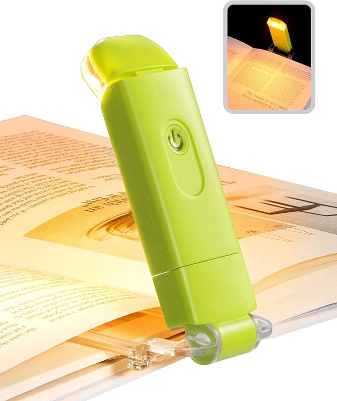 DEWENWILS Amber Book Light for Reading, USB Rechargeable, 3 Brightness Levels, Blue Light Blocking, Kids & Adults (Green)