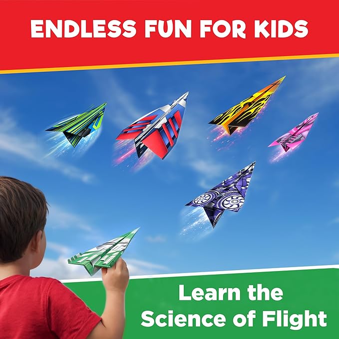 Doctor Jupiter My First Paper Airplane Book Kit for Kids Ages 4+ | Travel Toy Activities for 6-7-8-9-10 Year Old Boys & Girls | Make & Fly 50+ Paper Airplanes with 500+ Stickers