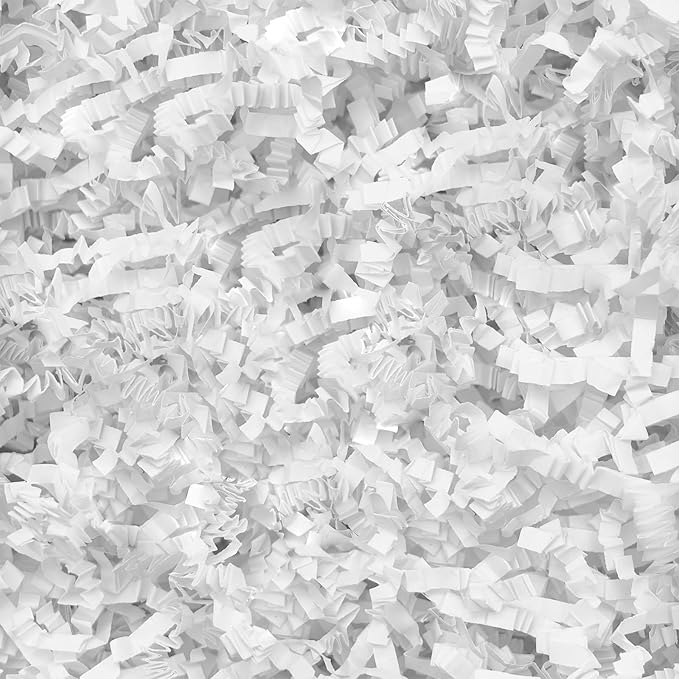 Crinkle Cut Paper Shred Filler,2 LB White Shredded Paper for Gift Boxes Bags Basket Filler Decoration,Grass Cushion Paper Streamer Stuffing for Christmas,Mother's Day,Thanksgiving Gift Wrapping