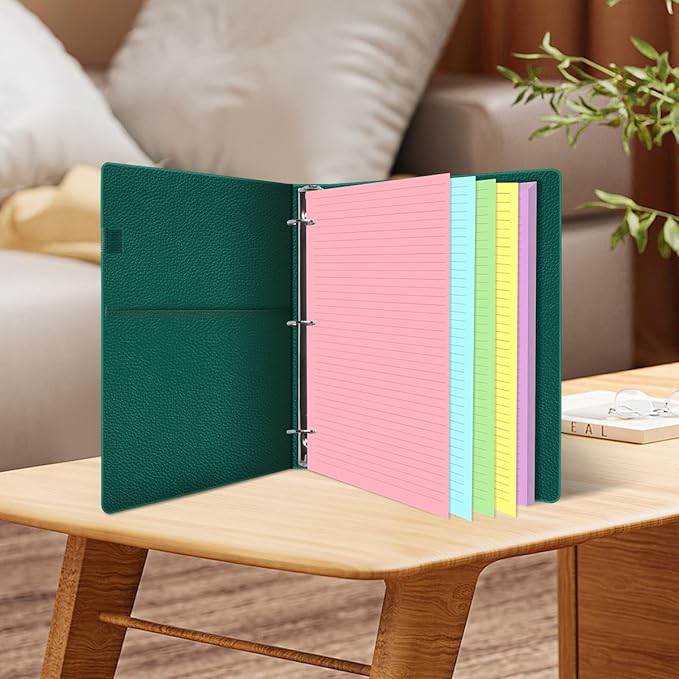 3 Hole Colorful Lined Paper - 100 Sheets/200 Pages Loose Leaf Paper Line Refills, Per Color 20 Sheets, 8.5" x 11"