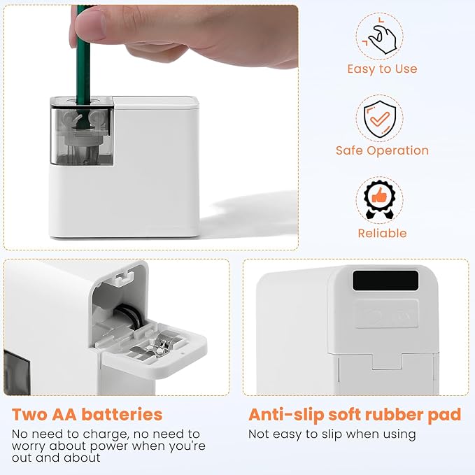 Electric Pencil Sharpener, Battery Powered,for Colored Pencils Handheld Pencil Sharpener,Portable Sharpener, Two Replacement Blades for in for 6-8mm Pencils for Office/Home/School