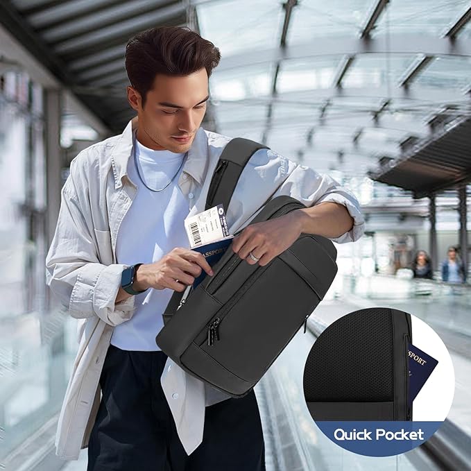 Business Backpack for Men Lightweight Commute Laptop Backpack Anti-Theft Water Resistant Backpack for 17.3 Inch Computer for Daily Office Work with Small Bag (Black,17.3")