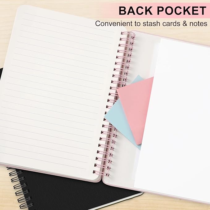 ABERLLS Lined Spiral Journal Notebook with 160 Pages, 8.5×11in, A4 Spiral Notebook, Journaling Notebooks for Work, School, Women, Men, College Ruled Spiral Notebook, Hardcover Leather Journals, Pink