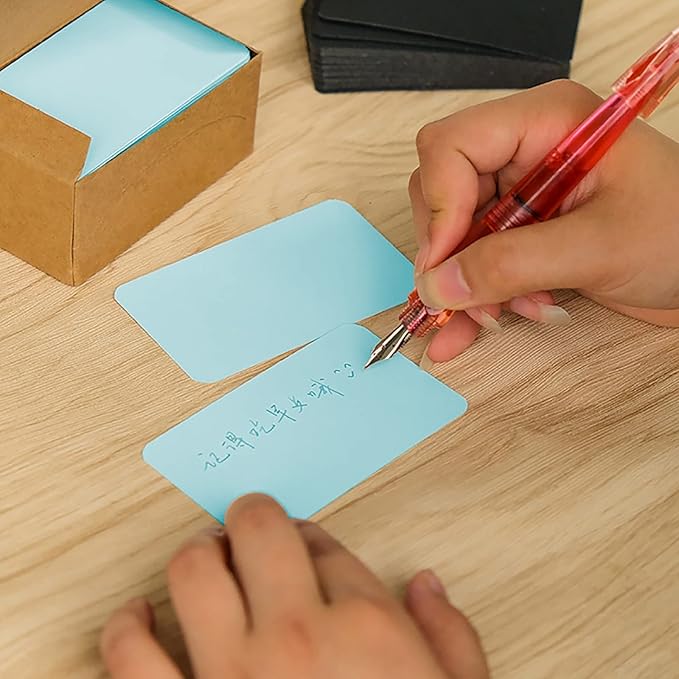 VANRA 300PCS Small Blank Index Cards 3.5x2 inches Note Cards Study Flash Cards, Word Message Gift DIY Cards Kraft Paper Tags (Blue, 300/Pack)