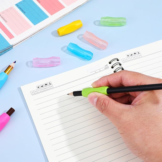 16 Pcs Silicone Pen Grips Set, Soft Ergonomic Pencil Grippers, Flexible Pure Color Ambidextrous Writing Aid for Adults Handwriting Drawing Stylus (1.6inch)