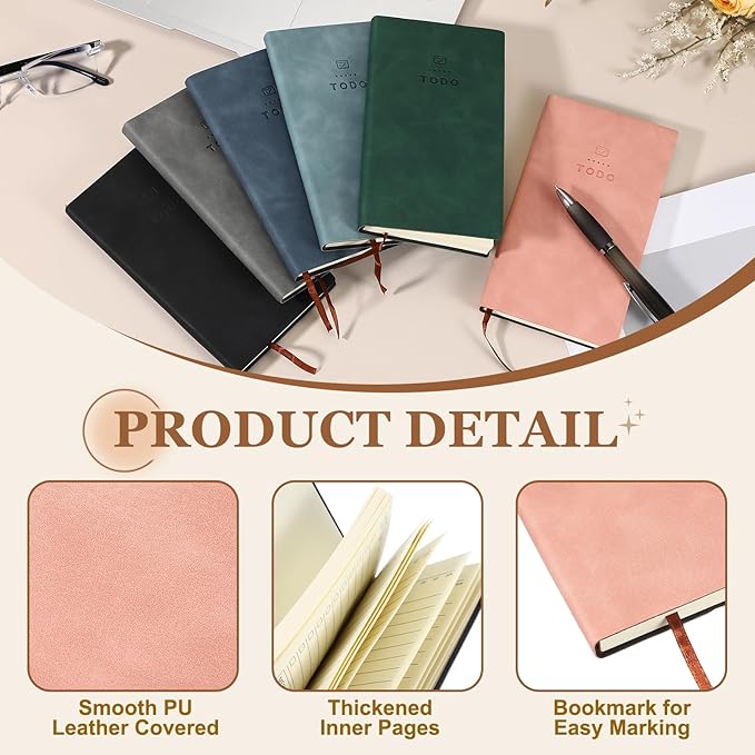 PATIKIL 2Pcs Planner Notebook, A6 100 Sheets Undated to Do List Daily Weekly Monthly Goals Tracker Pocket Notebook for Office Study Time Management Fitness Weeding, Pink/Dark Blue