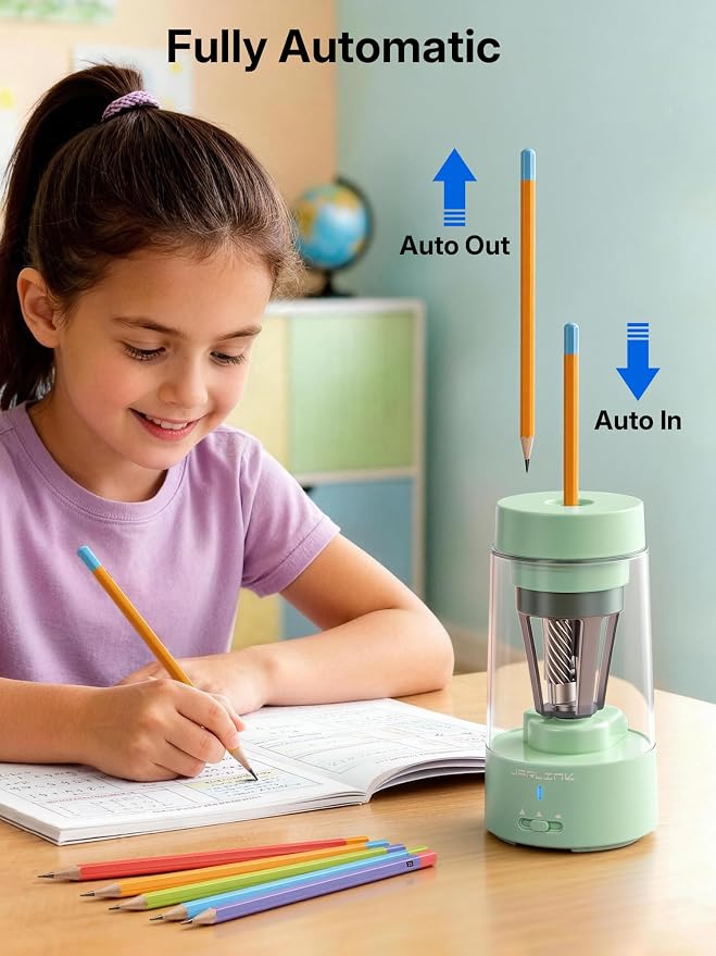 JARLINK Fully Automatic Rechargeable Electric Pencil Sharpener