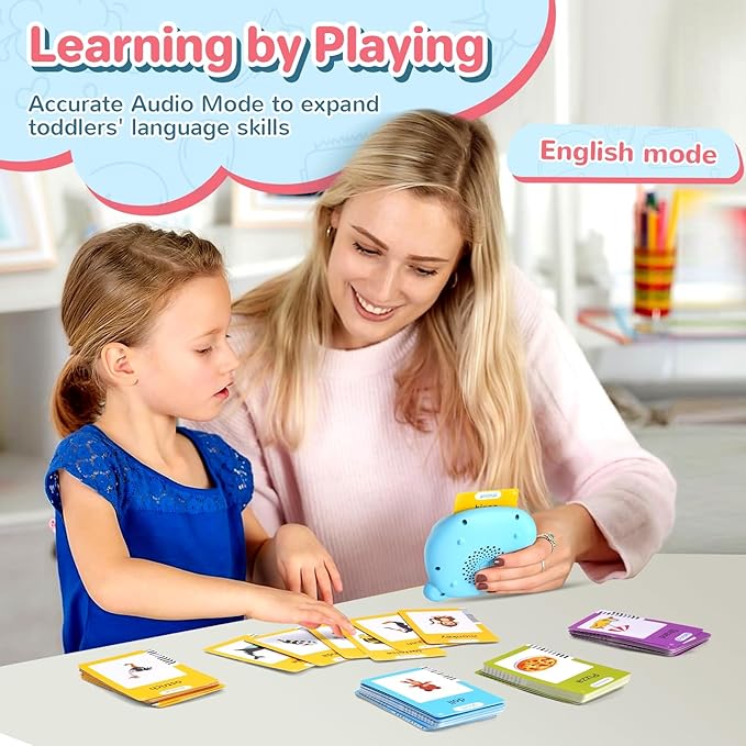 English Talking Flash Cards for Toddlers, 510 Sight Words for Learning Toys, Montessori Toys, Pocket Speech for Therapy Toys, Children's Sensory Preschool Birthday Gift for 1-6 Years Old Boys & Girls