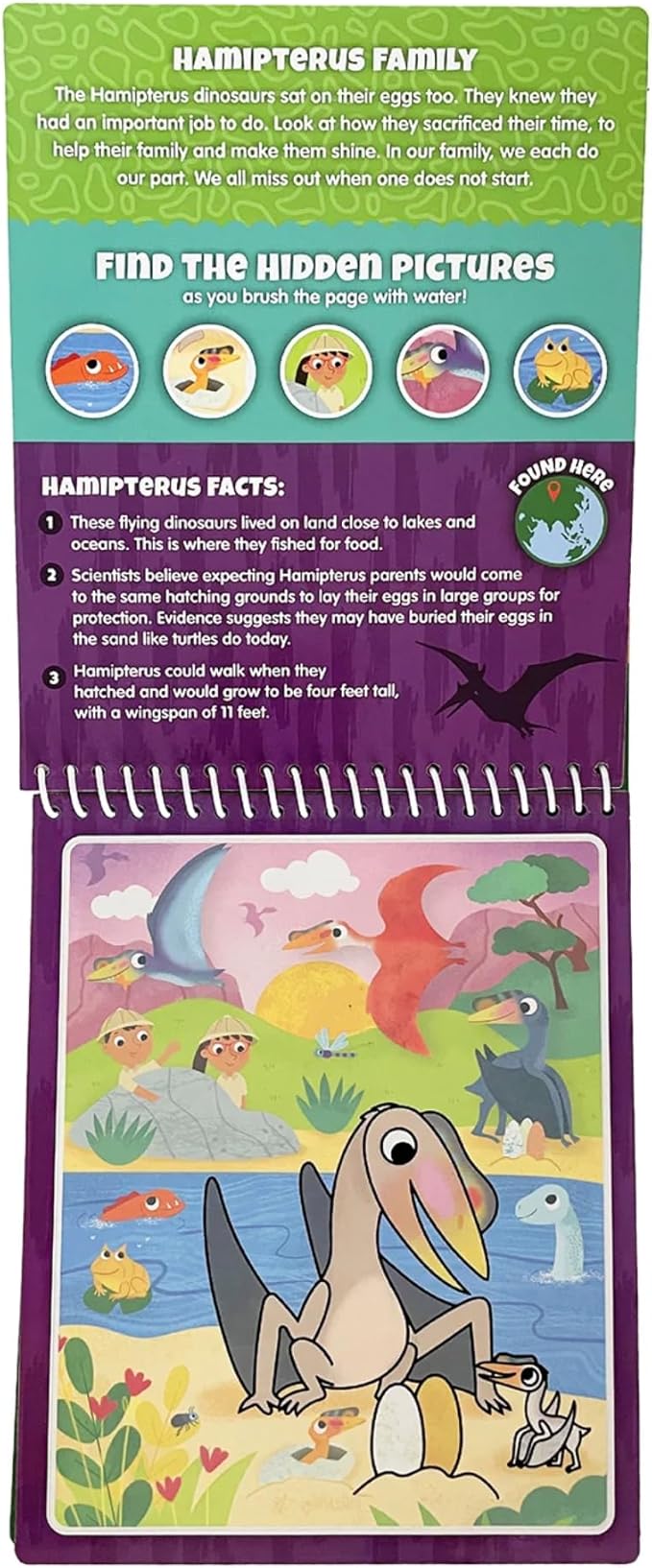 Dinosaur Families Aqua Brush Activity Book - Reusable Water Coloring, Travel-Friendly Fun for Kids