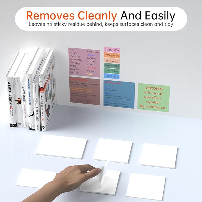 10 Pack Transparent Sticky Notes (with Sticky Tabs & Pen), MEIGAONE Clear Sticky Note 3x3 5X Strong Adhesion, Waterproof Translucent Sticky Note Office,School Supplies, 50 Sheets/Pad